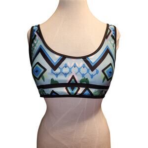 Colorful Swimsuit Top - Blue, Green, Black, and White